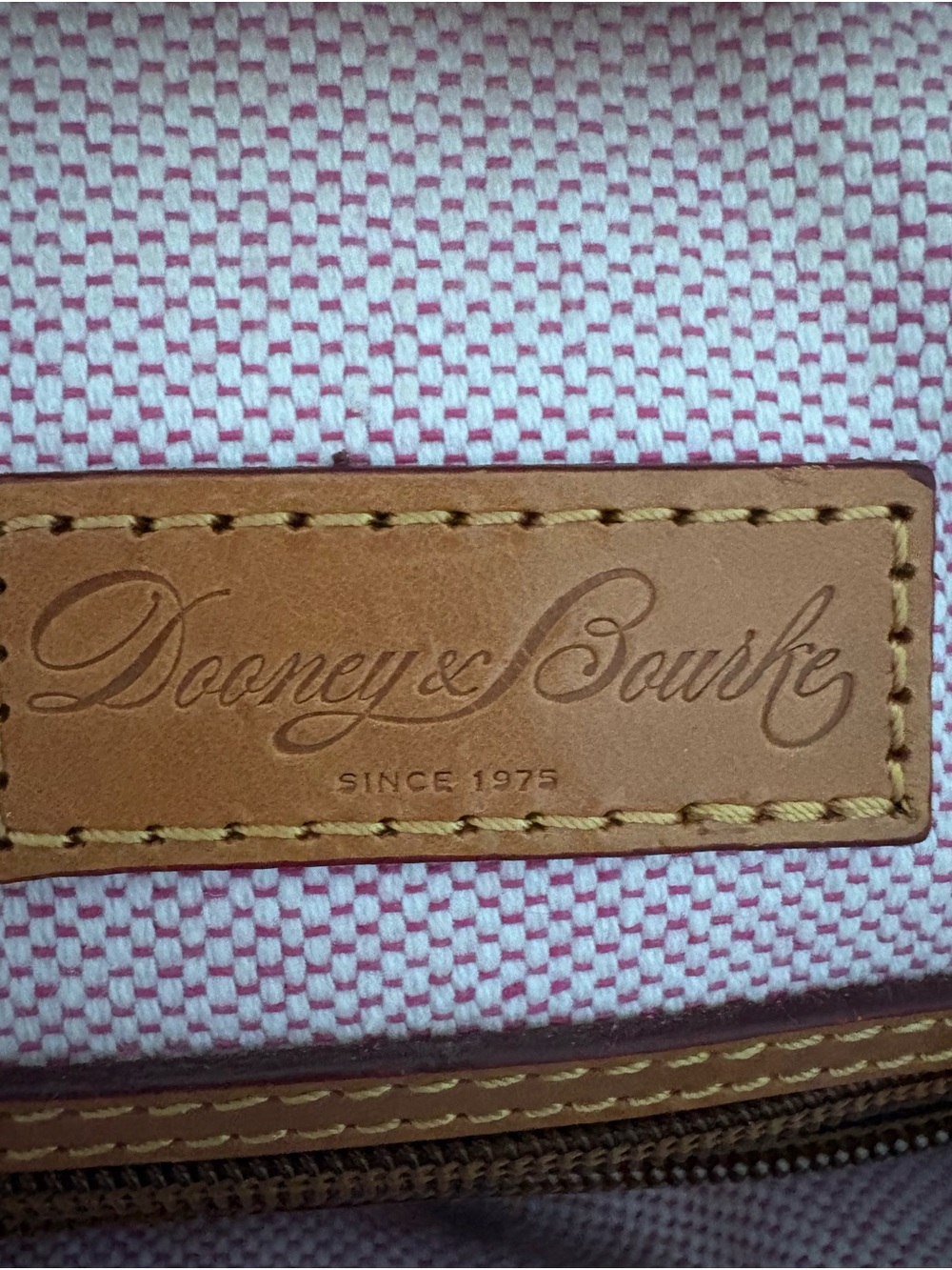 Dooney & Bourke Dillen Burgundy Leather Satchel with Tan Trim - Picture 5 of 10